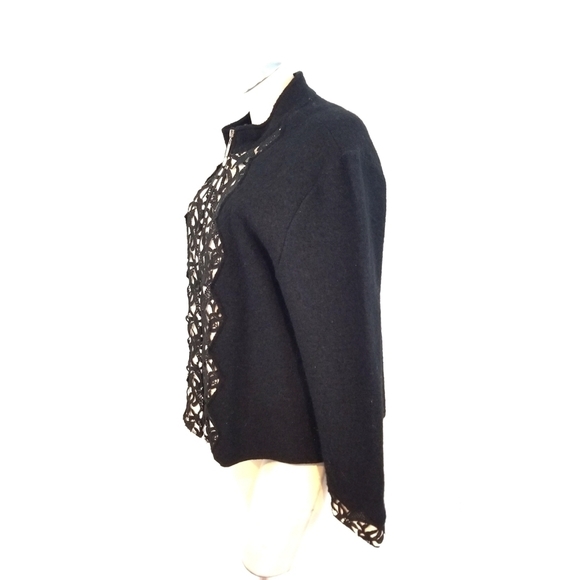 Venario Size XXL Black Cream Full Zip Sweater Jacket - Picture 3 of 6